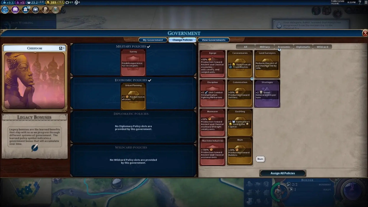 Civilization 6 (US) gameplay view of government policies and civic management. Unlock Civilization VI Steam Key (US) at RushGame.co and expand your digital library today