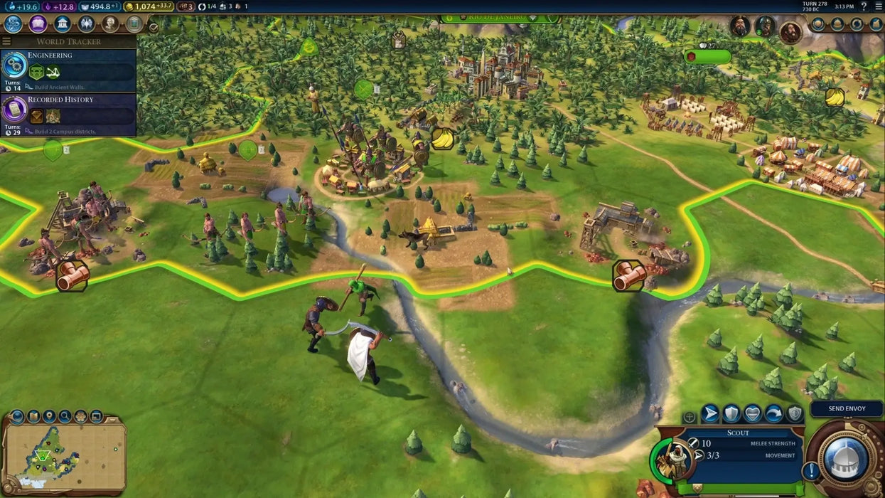 Civilization VI Xbox One (US) gameplay image displaying government policy choices and city development. Get your Civilization 6 Xbox One Key (US) now at RushGame.co for fast digital code delivery.