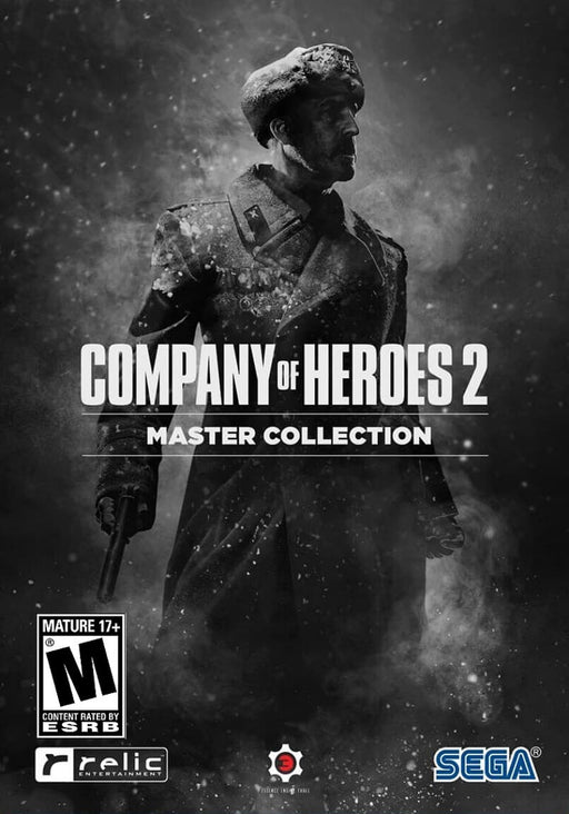 The cover art for Company of Heroes 2: Master Collection on PC via Steam. Features a Soviet officer standing in a snowy battlefield with a dramatic black-and-white effect. Get your digital key instantly at RushGame.co