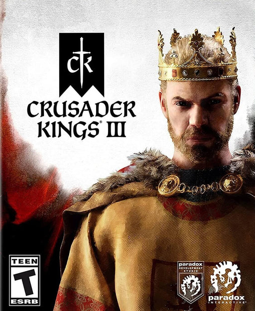 The cover art for Crusader Kings III, depicting a regal bearded king wearing a golden crown and royal attire. Get your Crusader Kings III PC Steam CD Key now at RushGame.co and build your medieval dynasty