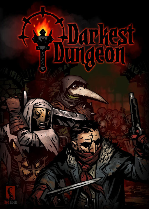 Darkest Dungeon PC GOG Cover Art – The cover art for Darkest Dungeon on PC (GOG version), featuring a group of adventurers in a grim, hand-drawn gothic setting. The game's title glows red at the top, emphasizing its dark and challenging theme. Buy your Darkest Dungeon PC GOG CD Key at RushGame.co