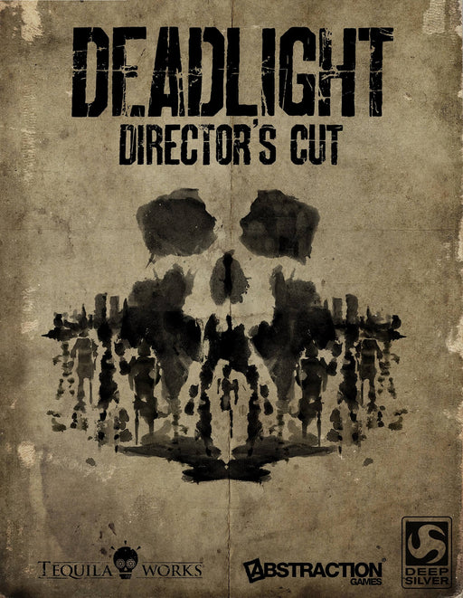 Deadlight: Director’s Cut cover art – The  cover of Deadlight: Director’s Cut for PC, featuring a distressed, grunge-style design with a Rorschach-like inkblot resembling a skull. The logos of Tequila Works, Abstraction Games, and Deep Silver are visible at the bottom. Available now on RushGame.co.