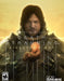 The cover art for Death Stranding Director's Cut for PC on Epic Games, featuring Sam Porter Bridges holding a BB pod against a golden-hued background. Available now at RushGame.co