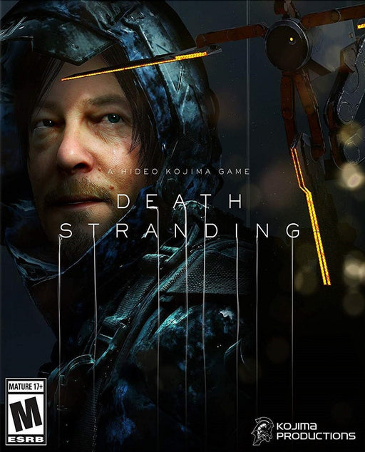 The cover art for Death Stranding on Steam, featuring Sam Porter Bridges in his dark hooded suit, illuminated by ambient lighting, alongside his floating mechanical companion. Buy the Death Stranding Steam CD Key at RushGame.co for instant digital delivery