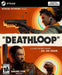 Cover art for Deathloop Deluxe Edition PC Steam CD Key. The protagonist, Colt, is depicted holding a pistol, wearing a stylish brown leather jacket, against an orange-toned background with bold typography. Available at RushGame.co