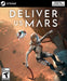 Cover art for Deliver Us Mars on PC Steam, featuring a female astronaut scaling a Mars colony structure with an ice axe, accompanied by a floating drone. Purchase your game key instantly at RushGame.co