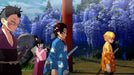 gameplay screenshot - A scenic training ground surrounded by purple wisteria, featuring Demon Slayer recruits. Purchase your PC (Steam) game key at RushGame.co