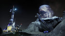Lunar base in Destiny 2: Forsaken – A futuristic lunar outpost with communication towers and antennas reaching into the sky, set against a backdrop of Earth as seen from the Moon. A haunting and atmospheric location from Destiny 2: Forsaken. Get your game key instantly at RushGame.co