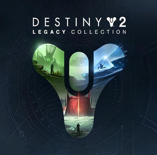 Destiny 2: Legacy Collection 2023 Cover – The official cover art for Destiny 2: Legacy Collection 2023, featuring iconic expansions inside the Vanguard symbol. Purchase your PC Steam CD key at RushGame.co