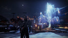 Gameplay screenshot - A Guardian stands in a beautifully decorated winter festival setting in Destiny 2, surrounded by glowing icy trees and festive lights. Snowfall and starry skies create an immersive, holiday-themed moment in the game. Get your Destiny 2 expansions and DLCs now at RushGame.co for instant activation