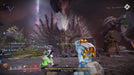 Gameplay screen - A team of Guardians faces The Witness, an imposing figure with multiple hands and an ethereal, glowing face in Destiny 2. The climactic encounter is set in a desolate battlefield with remnants of the Black Fleet looming in the background. Buy Destiny 2 content at RushGame.co