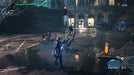 In-game screenshot from Devil May Cry 5: Deluxe Edition on Default Title/Series X|S, with Nero fighting demonic creatures on the streets of Red Grave City. Get your game key at RushGame.co with instant delivery
