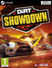 Cover art of DiRT Showdown for PC Steam, featuring high-speed action with a detailed Ford rally car in a demolition derby setting. Fireworks and destruction dominate the background, emphasizing the intense arcade racing experience. Available at RushGame.co