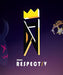 Official DJMAX RESPECT V logo with a stylized yellow crown above the game's initials. The dark background features an anime character jumping toward the right, creating a dynamic composition. Buy DJMAX RESPECT V PC Steam CD Key at RushGame.co