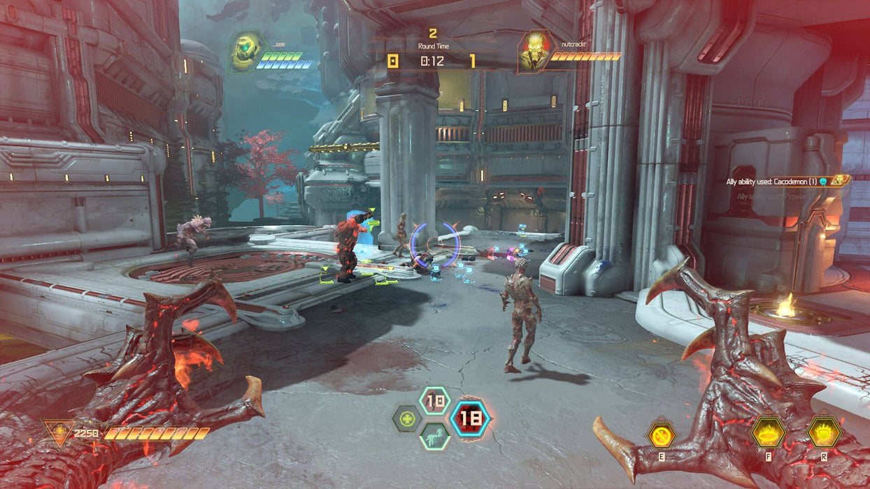 High-intensity combat scene from DOOM Eternal Deluxe Edition on PC, featuring explosive gunfights and brutal melee attacks against relentless demons. Secure your Steam CD Key at RushGame.co and dive into the ultimate demon-slaying experience
