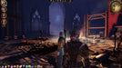 Gameplay screen - A party of adventurers explores a dark and ominous fortress in Dragon Age: Origins, where torches illuminate a battlefield filled with fallen enemies. Embark on a legendary quest—get your Dragon Age: Origins - Ultimate Edition PC GOG CD Key at RushGame.co