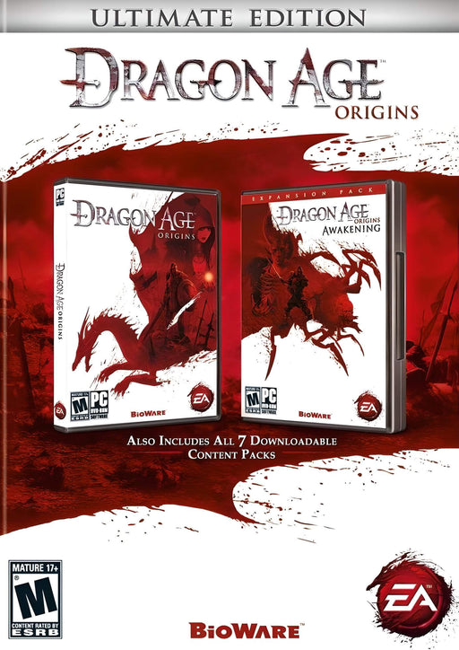 cover art for Dragon Age: Origins - Ultimate Edition on PC, featuring the base game and Awakening expansion in a striking red design. Get your Dragon Age: Origins - Ultimate Edition PC GOG CD Key instantly at RushGame.co and experience the legendary RPG adventure