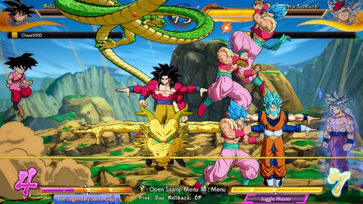 Gameplay screenshot - A colorful battle scene in DRAGON BALL FIGHTERZ, featuring various characters from the Dragon Ball universe in a chaotic fight. Unleash new fighters with the FighterZ Pass 3 Xbox One CD Key US, available at RushGame.co