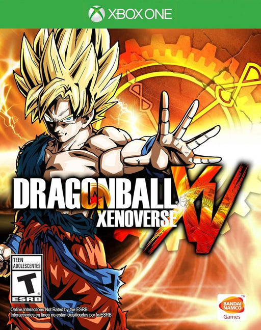 Cover art for Dragon Ball Xenoverse on Xbox One, featuring Super Saiyan Goku with a glowing energy background and the iconic time-travel theme. Buy the digital game key now at RushGame.co.