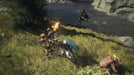 Gameplay image - A warrior clad in heavy armor engages in a fierce battle against grotesque monsters in a lush, green landscape in Dragon’s Dogma 2. Experience epic combat and dynamic battles in this open-world RPG, available now at RushGame.co