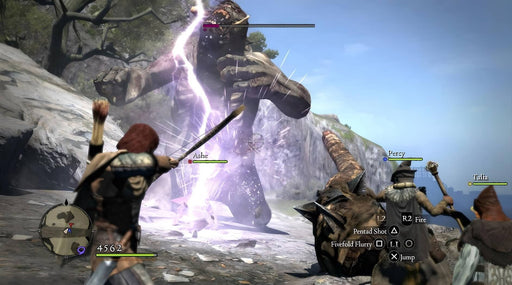 Game image - A group of warriors fights a towering Cyclops in Dragon’s Dogma: Dark Arisen on PC Steam. Engage in thrilling battles and use tactical teamwork to overcome monstrous foes. Secure your game key now at RushGame.co!