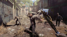 Game screenshot - Intense melee combat in Dying Light 2: Reloaded Edition on PC (Steam). The player wields a modified weapon while facing multiple human enemies in a post-apocalyptic urban environment filled with debris and abandoned buildings. Buy your Dying Light 2 Reloaded PC Steam key instantly at RushGame.co!