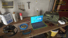 A detailed in-game screenshot from Electrician Simulator, showing a realistic workbench with tools, a laptop, and an electrical project. Experience the life of an electrician with hands-on tasks and troubleshooting. Get your PC Steam CD Key now at RushGame.co