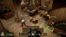 Gameplay screenshot - Empire of Sin Xbox One gameplay screenshot showing a turn-based combat scenario in a dimly lit wooden warehouse. Several gangsters are engaged in a firefight, with character stats and abilities displayed on the screen. Get your Empire of Sin Xbox One key instantly at RushGame.co