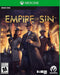 Empire of Sin Xbox One cover art featuring three mobsters dressed in 1920s attire, holding weapons in a dimly lit cityscape with neon signs. Buy your Empire of Sin Xbox One digital key at RushGame.co for an immersive strategy experience in the world of organized crime.