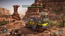 Gameplay screenshot - A high-tech expedition vehicle in Expeditions: A MudRunner Game on PC Steam, scanning the arid desert landscape for exploration. Purchase your game key now at RushGame.co