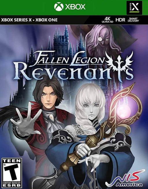 Cover art for Fallen Legion: Revenants on Xbox One and Xbox Series X|S, featuring anime-style characters and a dark fantasy castle backdrop. Buy the digital game key now at RushGame.co and experience a gripping action RPG adventure.