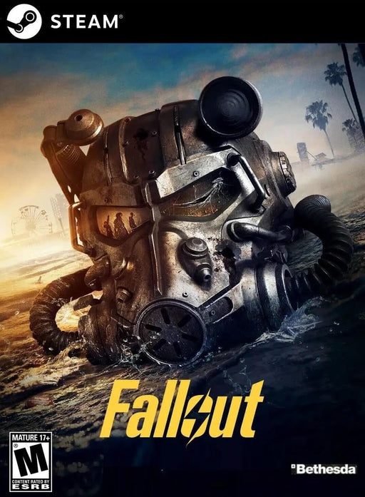 Cover art for Fallout 4 on PC (Steam), featuring Vault Boy in the signature thumbs-up pose against a dark, worn-out background. Experience an epic open-world RPG set in a post-apocalyptic wasteland. Buy your Fallout 4 PC Steam CD key at RushGame.co for instant digital delivery