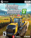 The official cover of Farming Simulator 17 for PC on Steam, featuring a large yellow tractor in a picturesque rural setting with barns, fields, and cows. Buy your Farming Simulator 17 PC Steam CD Key now at RushGame.co for instant digital delivery
