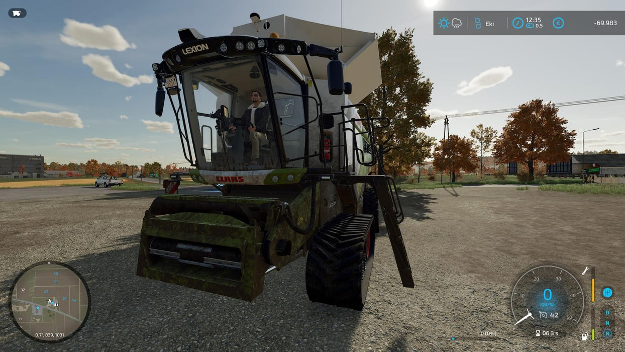 Gameplay screenshot - CLAAS LEXION Harvester Ready for Work
A CLAAS LEXION combine harvester parked near a farmyard in Farming Simulator 22 for PC Steam. Manage your harvest with advanced equipment—buy your Steam CD Key today at RushGame.co