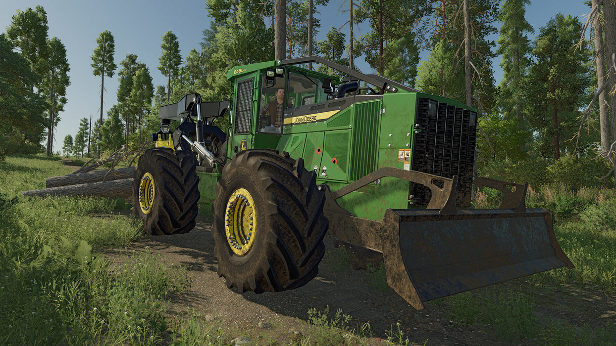 Gameplay screen - Heavy-Duty Logging Machine
A John Deere 848L-II forestry skidder working in a logging area in Farming Simulator 22 - Platinum Edition for PC Steam. Manage your forestry operations with top-tier machinery—get your Steam CD Key at RushGame.co
