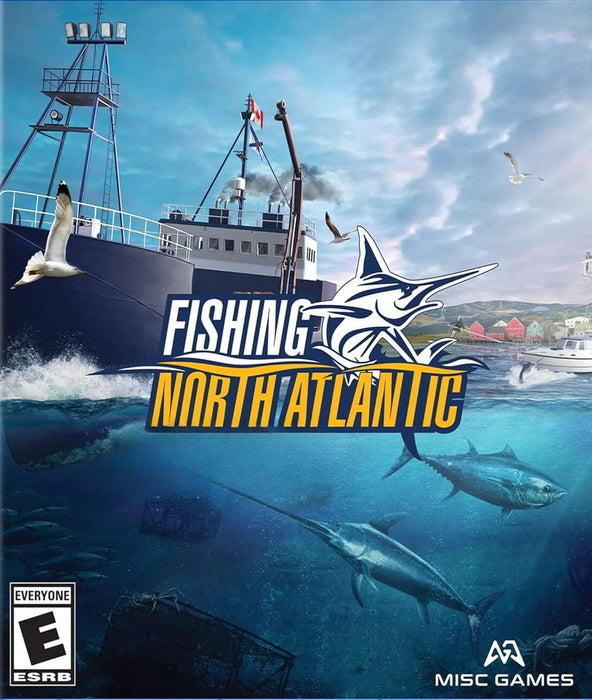Official cover of Fishing: North Atlantic for PC Steam, featuring a fishing vessel, underwater fish, and maritime scenery. Purchase your Fishing: North Atlantic Steam CD Key now at RushGame.co and dive into realistic fishing adventures