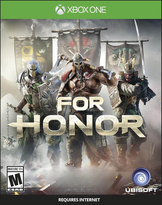 Official Xbox One cover for For Honor, showcasing medieval warriors from knight, viking, and samurai factions ready for epic combat. Secure your Xbox One CD Key for the US region now at RushGame.co