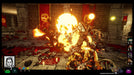 Forgive Me Father PC gameplay screenshot showing an intense explosion inside a blood-soaked temple, with horrifying eldritch creatures attacking. Buy your Steam activation key today at RushGame.co and dive into the horror