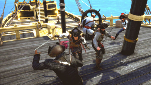 In-game screenshot from Forgotten Seas on PC (Steam), showcasing an intense pirate sword fight on a wooden ship deck. Experience thrilling naval battles and get your Forgotten Seas Steam key at RushGame.co