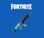 Fortnite Angular Flow Wrap applied to an assault rifle, featuring a unique black, turquoise, and gold design with animated elements. Upgrade your Fortnite arsenal—get your Fortnite Angular Flow Wrap DLC CD Key now at RushGame.co