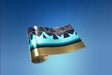 Image of the Fortnite Angular Flow Wrap on Epic Games, showcasing a sleek black, turquoise, and gold animated weapon wrap with a futuristic geometric design. Get your Fortnite Angular Flow Wrap DLC CD Key now at RushGame.co and customize your weapons with style
