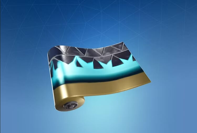 Image of the Fortnite Angular Flow Wrap on Epic Games, showcasing a sleek black, turquoise, and gold animated weapon wrap with a futuristic geometric design. Get your Fortnite Angular Flow Wrap DLC CD Key now at RushGame.co and customize your weapons with style