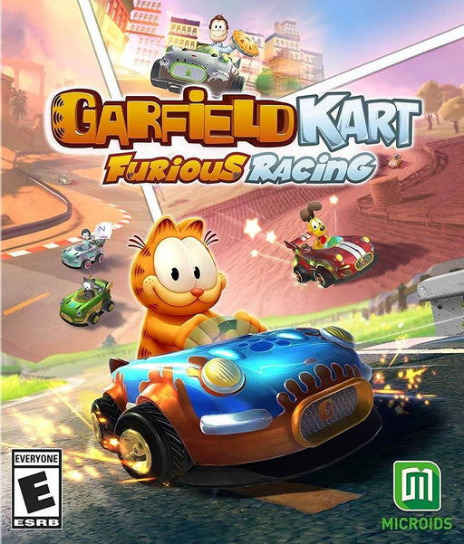 Official cover art for Garfield Kart: Furious Racing on PC Steam, featuring Garfield, Odie, and friends in a thrilling kart racing adventure. Buy your digital game key instantly at RushGame.co