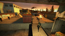 Gameplay screenshot - Intense action scene in Garry's Mod on PC Steam, featuring a battle in an industrial area with an attacking helicopter and an explosion. Buy your Steam CD Key at RushGame.co and create your own sandbox mayhem