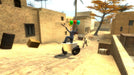 Gameplay screenshot - Hilarious sandbox creativity in Garry's Mod on PC Steam, showing a player riding a bathtub car with balloons in a desert town. Get your digital game key at RushGame.co and experiment with endless physics-based fun