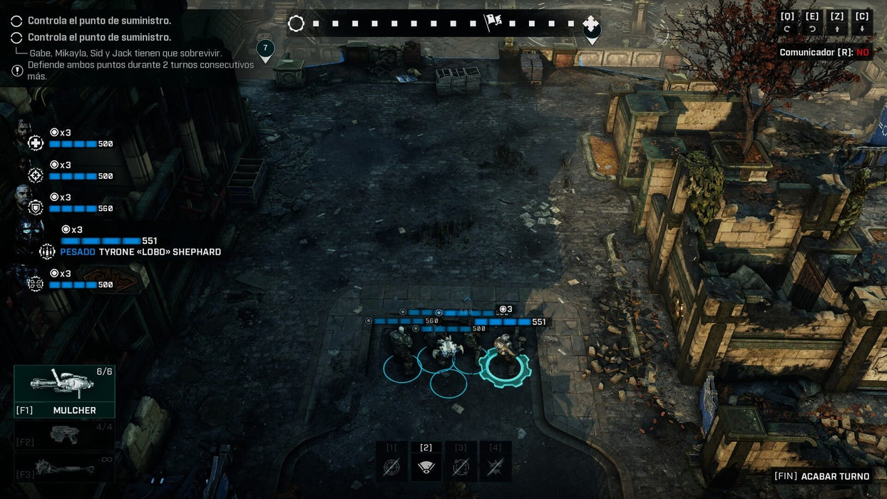 Gears Tactics in-game menu on Xbox, displaying a squad selection screen and battlefield positioning for an intense tactical mission. Command your troops and strategize in this action-packed turn-based strategy game—available now at RushGame.co