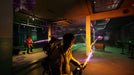 Gameplay screenshot - Haunting gameplay from Ghostbusters: Spirits Unleashed on PC, featuring a ghost flying through a stylish restaurant, leaving a red energy trail as it dodges attacks. Experience thrilling asymmetrical multiplayer action—get your PC CD Key at RushGame.co today