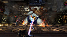 Gameplay screenshot - Epic battle against the Stay Puft Marshmallow Man in Ghostbusters: The Video Game Remastered on PC, as players blast the giant ghost with powerful proton streams from a rooftop. Join the Ghostbusters and save the city—get your Steam CD Key now at RushGame.co