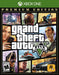 cover art of Grand Theft Auto V: Premium Online Edition & Great White Shark Card Bundle for Xbox One, featuring the game's protagonists, action-packed scenes, and iconic vehicles. Buy your GTA V Premium Online Edition Xbox One CD Key at RushGame.co and unlock in-game currency bonuses