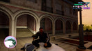 Gameplay screenshot - Tommy Vercetti Armed at the Mansion
"Grand Theft Auto: Vice City gameplay on PC Steam, showing Tommy Vercetti crouching on a car, armed with an SMG in front of a grand mansion at dawn. Buy your GTA Vice City Steam CD Key now at RushGame.co